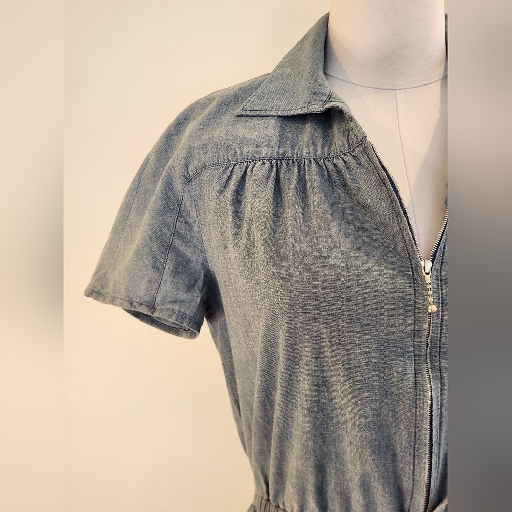 || A.P.C. || Rue Madam Paris Ursula chambrey romper, tie waist, shorts, size 36 - Picture 2 of 8